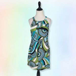 Jude Connally S Blue Green Mandala Print‎ Jersey Lisa Mini Dress